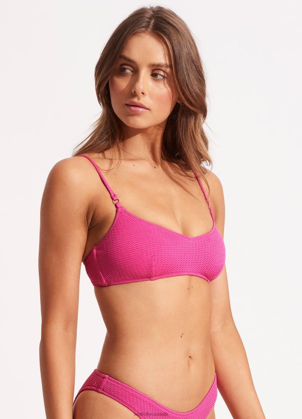 Seafolly Women Sea Dive Bralette ZZ6BL317 Swimwear Fuchsia Rose
