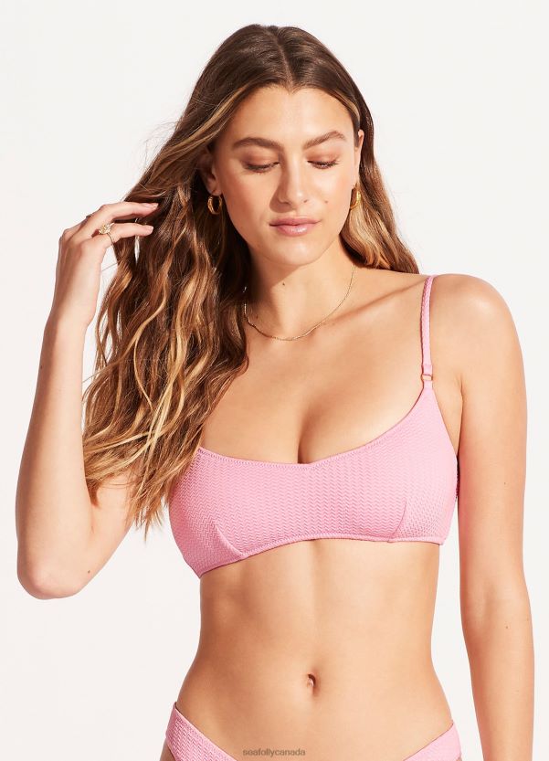Seafolly Women Sea Dive Bralette ZZ6BL516 Swimwear Parfait Pink