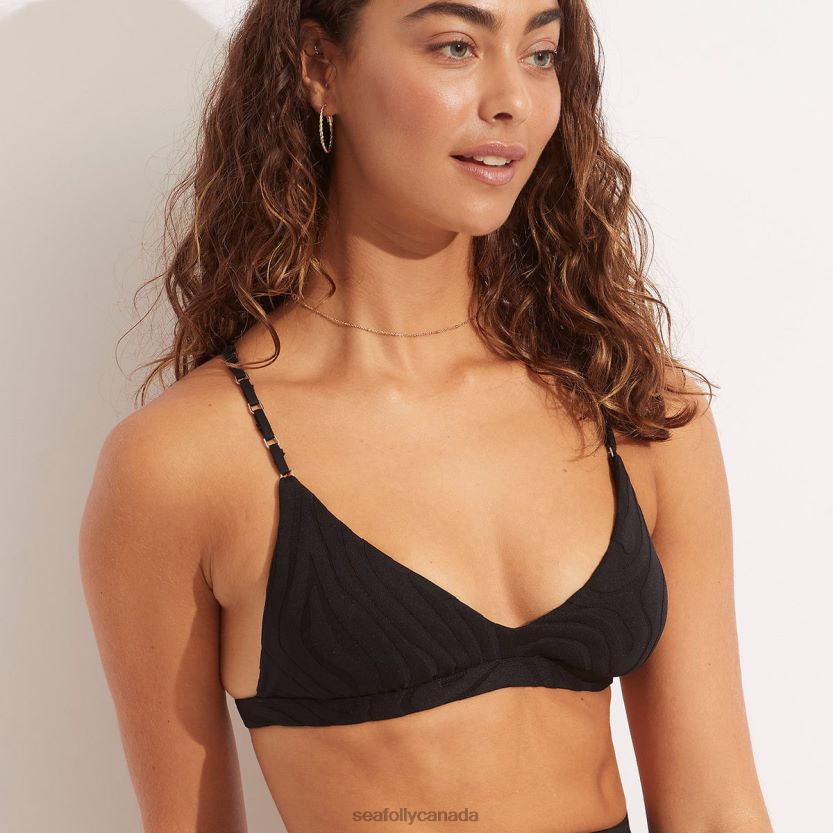 Seafolly Women Second Wave Fixedtri Bra ZZ6BL612 Swimwear Black