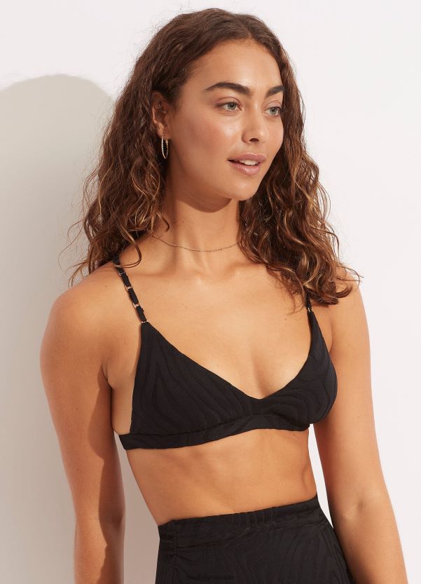 Seafolly Women Second Wave Fixedtri Bra ZZ6BL612 Swimwear Black