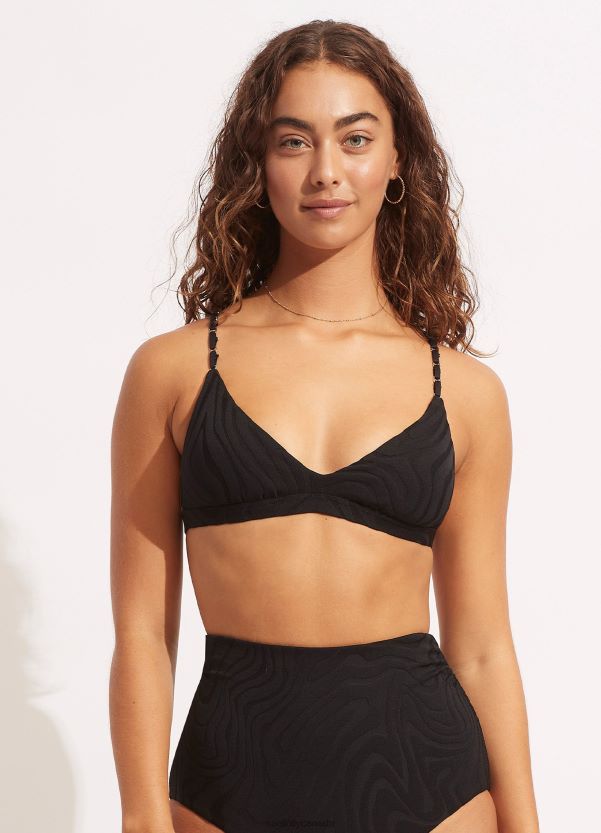 Seafolly Women Second Wave Fixedtri Bra ZZ6BL612 Swimwear Black