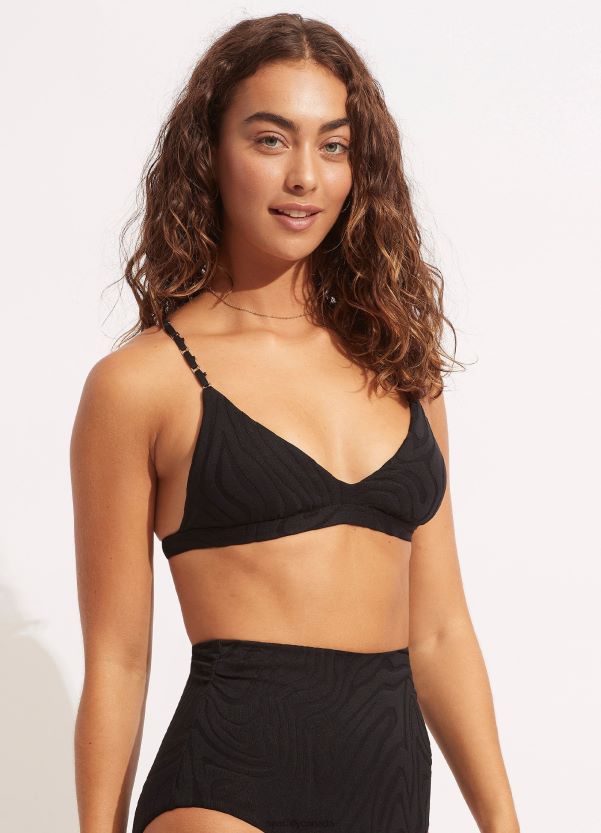 Seafolly Women Second Wave Fixedtri Bra ZZ6BL612 Swimwear Black