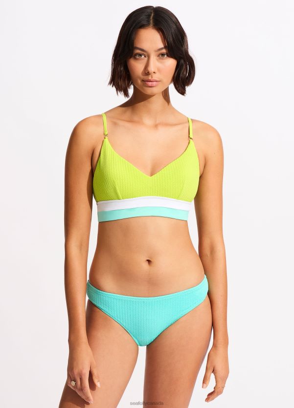 Seafolly Women Slice Of Splice Bralette ZZ6BL432 Swimwear Lime Burst