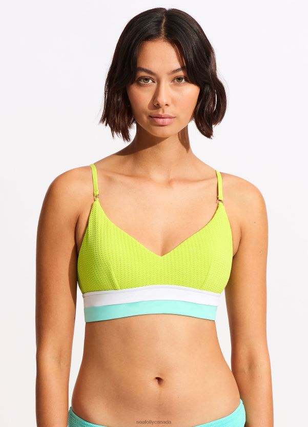 Seafolly Women Slice Of Splice Bralette ZZ6BL432 Swimwear Lime Burst
