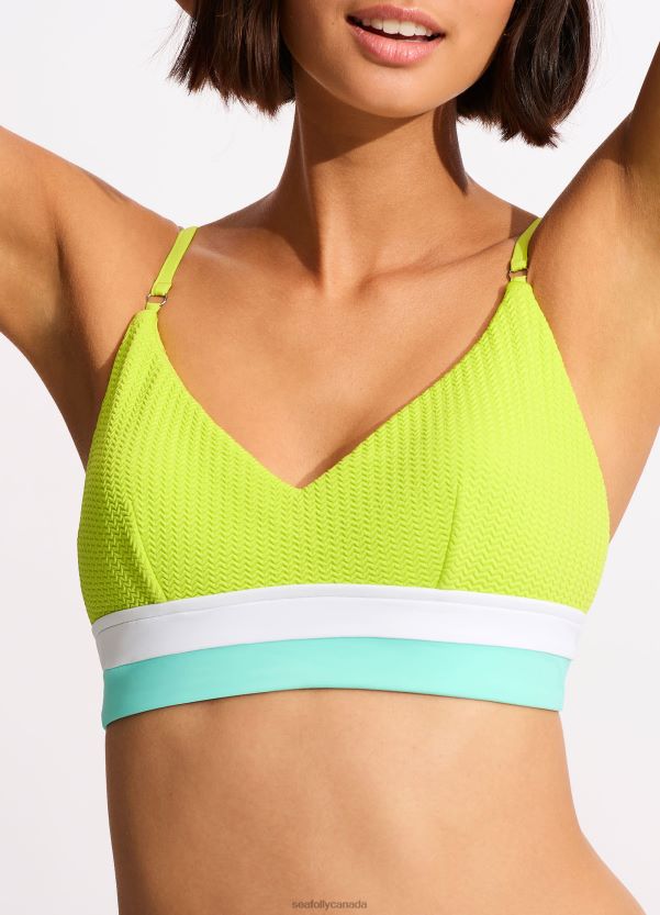 Seafolly Women Slice Of Splice Bralette ZZ6BL432 Swimwear Lime Burst