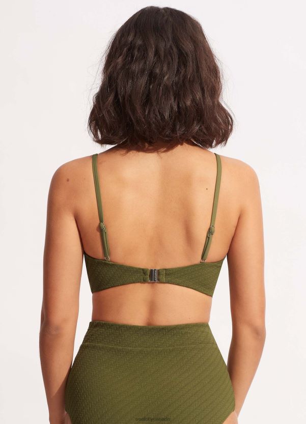 Seafolly Women Willow Banded Bralette ZZ6BL220 Swimwear Avocado