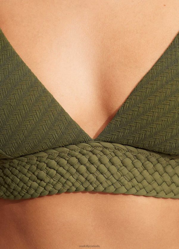 Seafolly Women Willow Banded Bralette ZZ6BL220 Swimwear Avocado