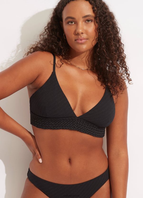 Seafolly Women Willow Banded Bralette ZZ6BL367 Swimwear Black
