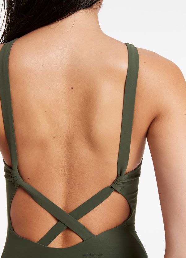 Seafolly Women Jetset High Neck One Piece ZZ6BL30 Swimwear Olive