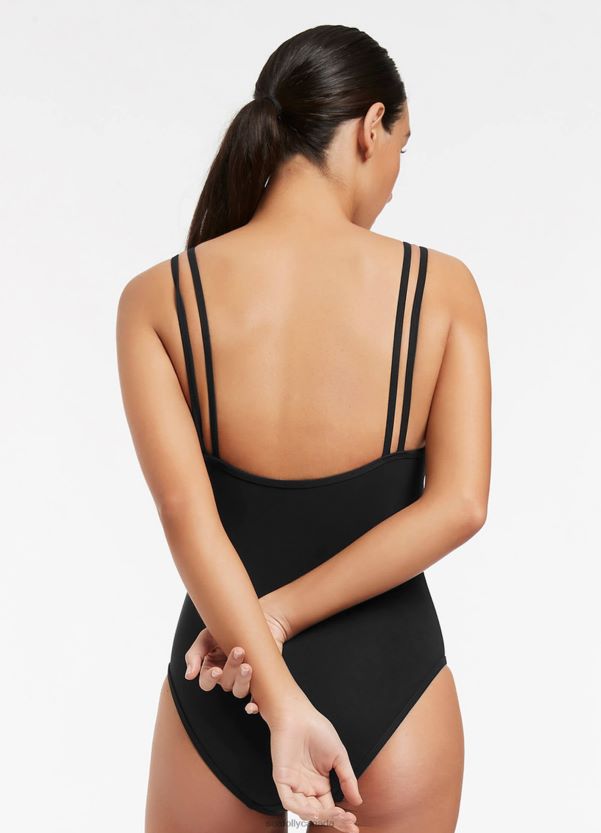 Seafolly Women Jetset Double Strap One Piece ZZ6BL55 Swimwear Black