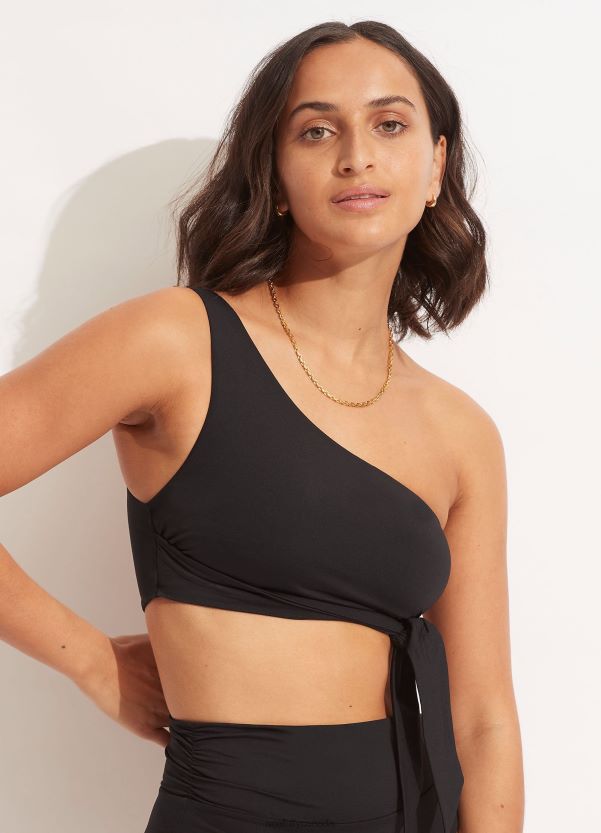 Seafolly Women Collective One Shoulder Top ZZ6BL207 Swimwear Black