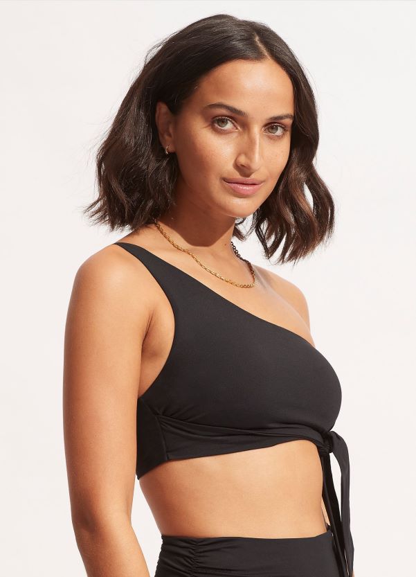 Seafolly Women Collective One Shoulder Top ZZ6BL207 Swimwear Black