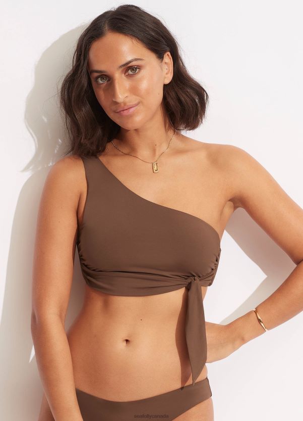 Seafolly Women Collective One Shoulder Top ZZ6BL580 Swimwear Tiramisu
