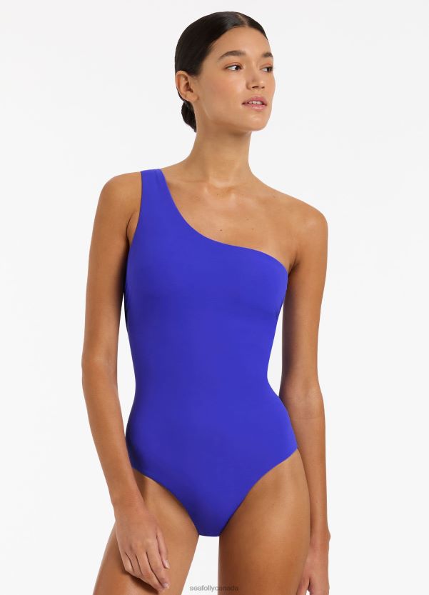 Seafolly Women Jetset One Shoulder One Piece ZZ6BL114 Swimwear Sapphire