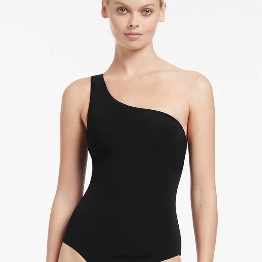 Seafolly Women Jetset One Shoulder One Piece ZZ6BL132 Swimwear Black