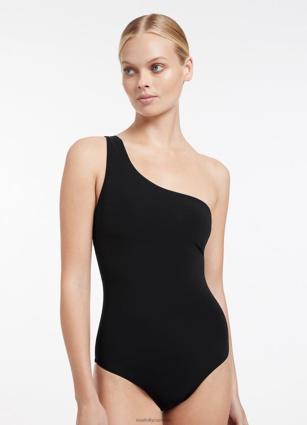 Seafolly Women Jetset One Shoulder One Piece ZZ6BL132 Swimwear Black
