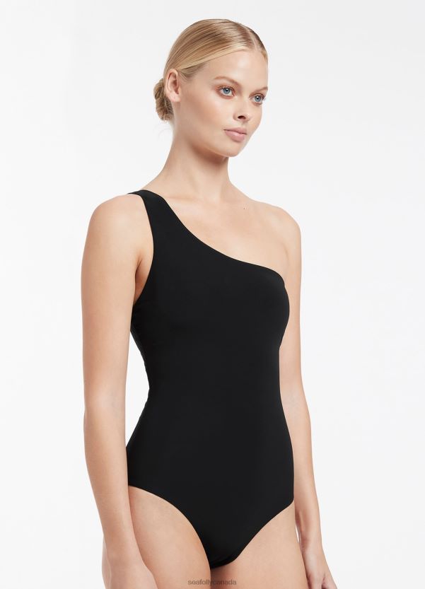 Seafolly Women Jetset One Shoulder One Piece ZZ6BL132 Swimwear Black