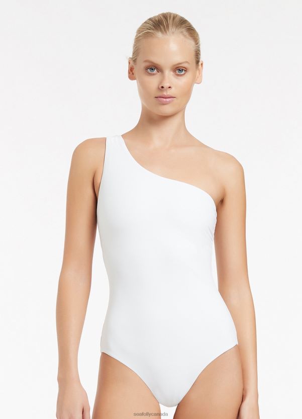 Seafolly Women Jetset One Shoulder One Piece ZZ6BL75 Swimwear White