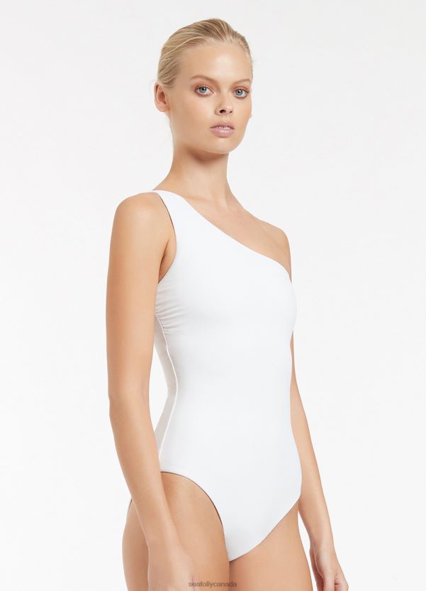 Seafolly Women Jetset One Shoulder One Piece ZZ6BL75 Swimwear White