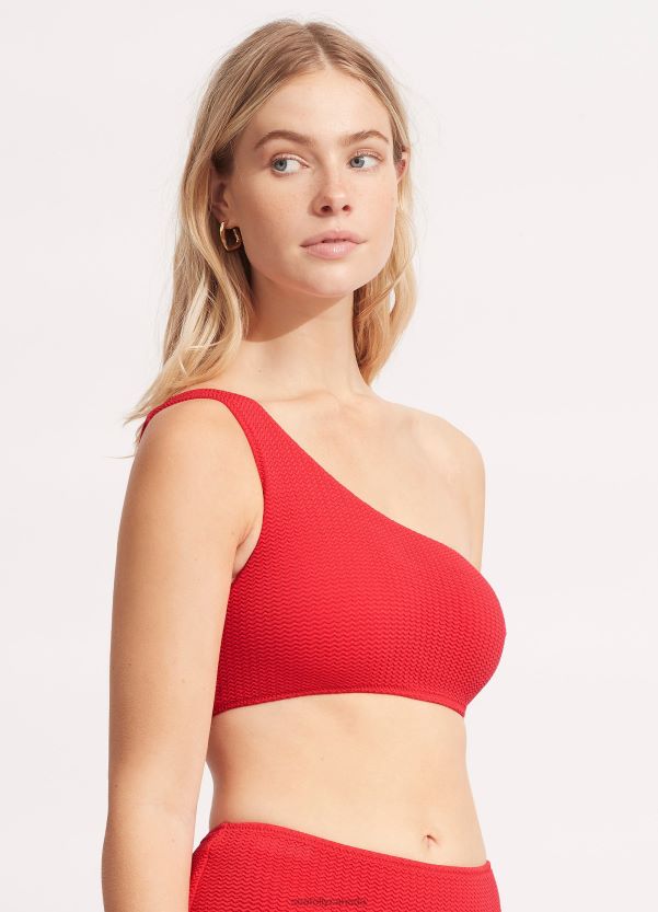 Seafolly Women Sea Dive One Shoulder Top ZZ6BL396 Swimwear Chilli Red