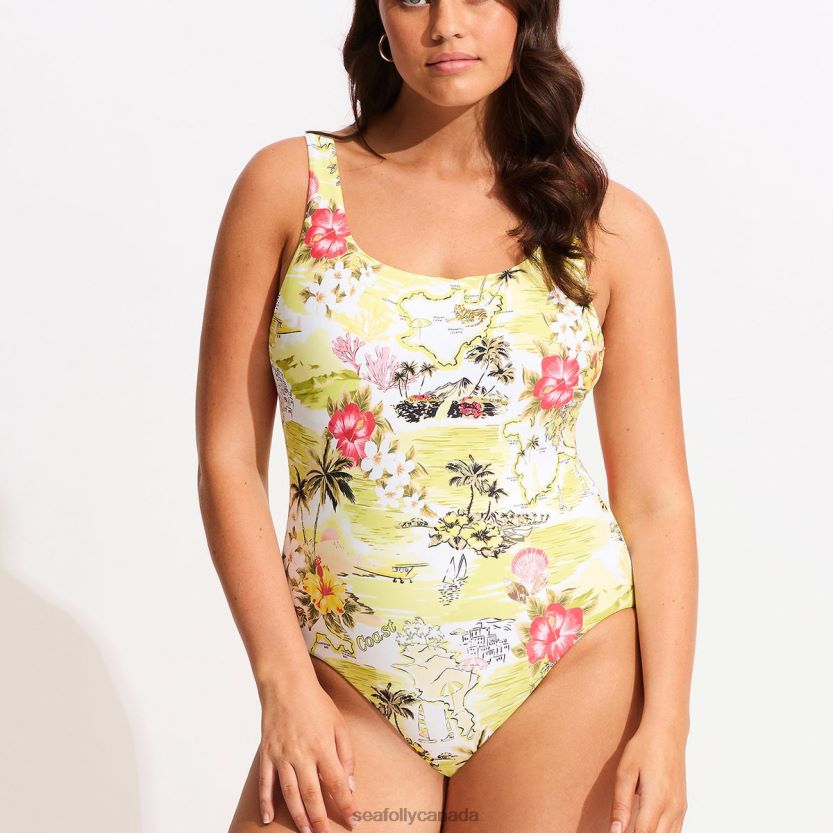 Seafolly Women Coast To Coast Tank One Piece ZZ6BL167 Swimwear Wild Lime