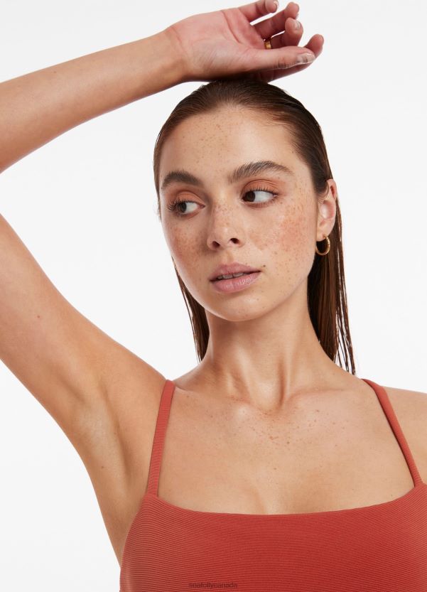 Seafolly Women Isla Rib Minimal Tank One Piece ZZ6BL61 Swimwear Russet