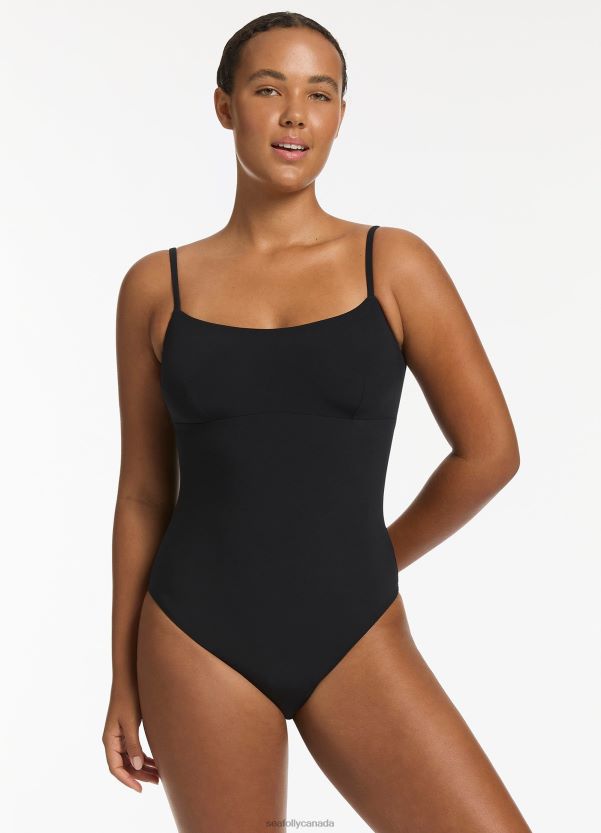 Seafolly Women Jetset Tank One Piece ZZ6BL96 Swimwear Black