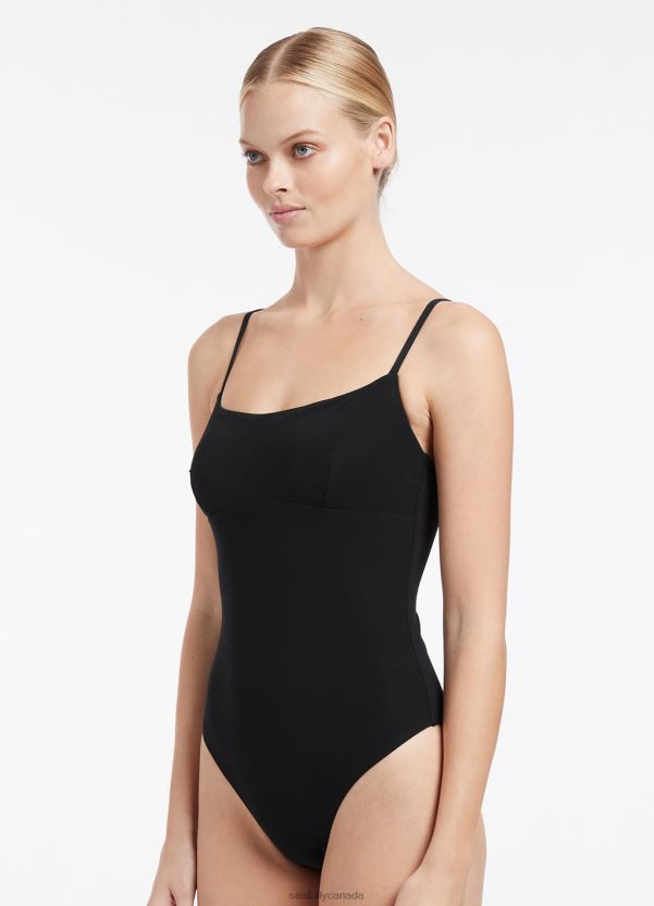 Seafolly Women Jetset Tank One Piece ZZ6BL96 Swimwear Black