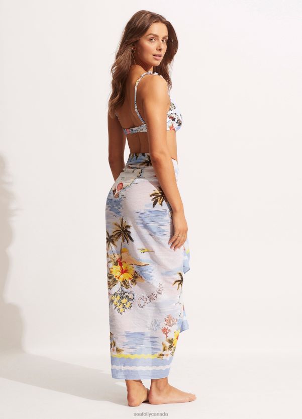 Seafolly Women Coast To Coast Pareo ZZ6BL718 Swimwear Powder Blue