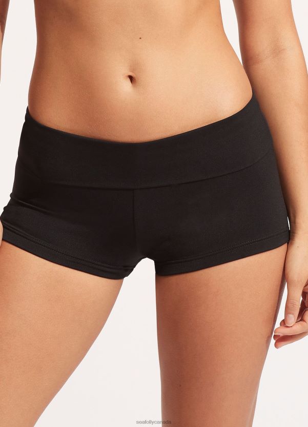 Seafolly Women Collective Roll Top Boyleg ZZ6BL200 Swimwear Black