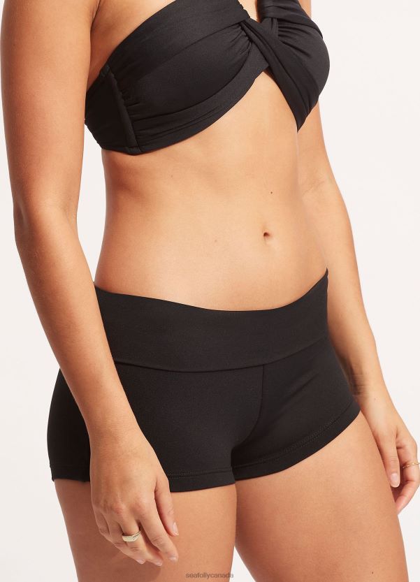 Seafolly Women Collective Roll Top Boyleg ZZ6BL200 Swimwear Black