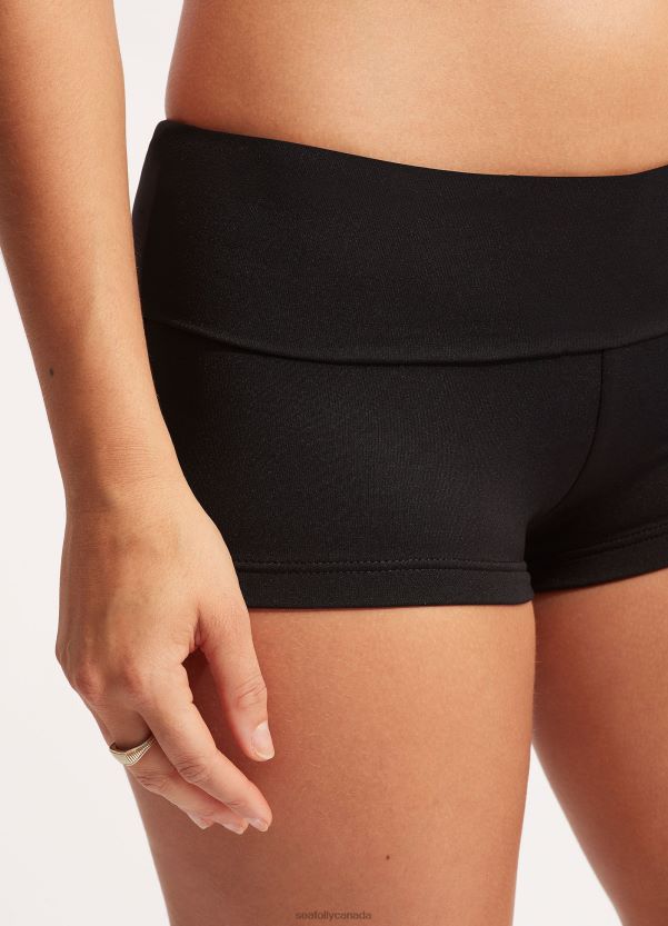 Seafolly Women Collective Roll Top Boyleg ZZ6BL200 Swimwear Black