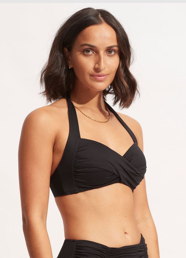 Seafolly Women Collective Twist Soft Cup Halter ZZ6BL202 Swimwear Black