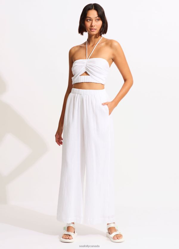 Seafolly Women Crinkle Crop Top ZZ6BL735 Swimwear White