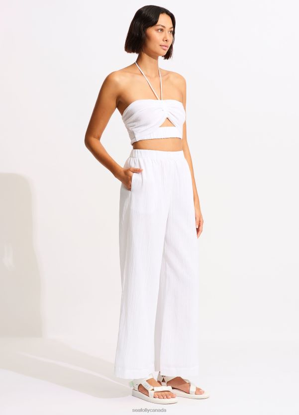 Seafolly Women Crinkle Crop Top ZZ6BL735 Swimwear White