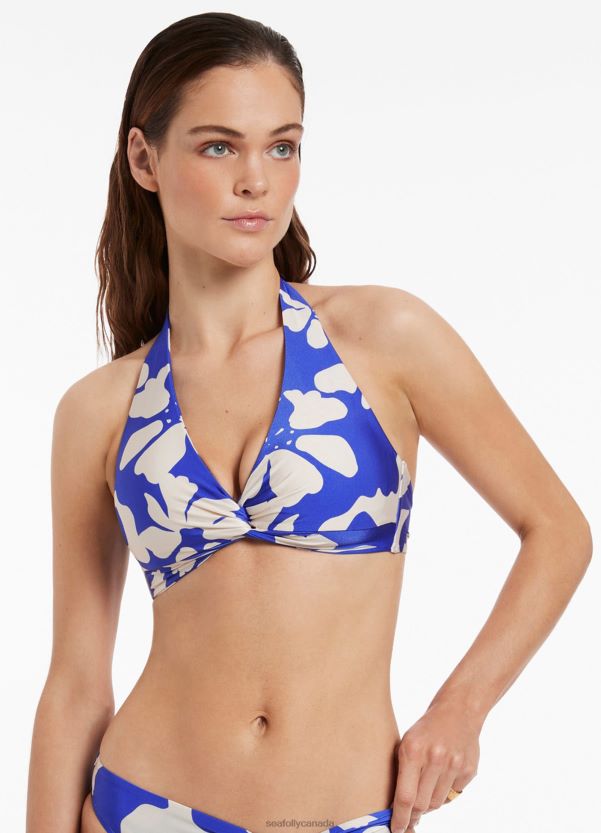 Seafolly Women Emporio D-Dd Twist Front Top ZZ6BL468 Swimwear Sapphire