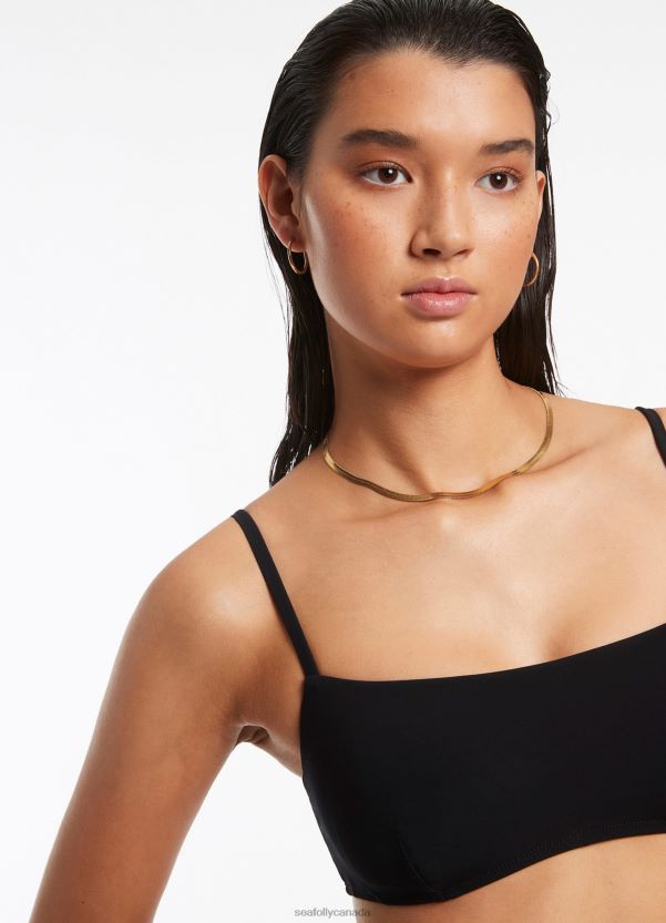 Seafolly Women JetsetPull On Tank Top ZZ6BL298 Swimwear Black