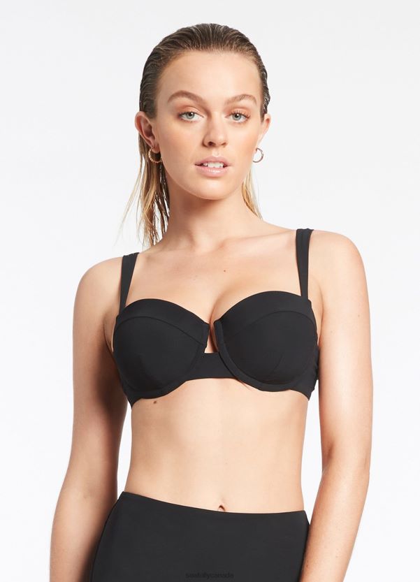 Seafolly Women Jetset C-D Underwire Top ZZ6BL406 Swimwear Black