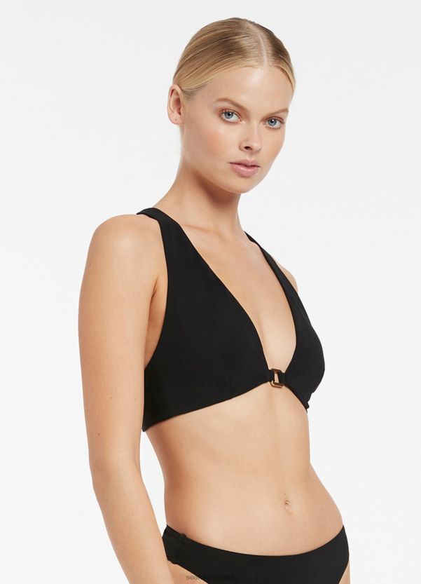 Seafolly Women Jetset Halter Tie Top ZZ6BL444 Swimwear Black