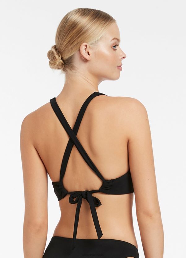 Seafolly Women Jetset Halter Tie Top ZZ6BL444 Swimwear Black