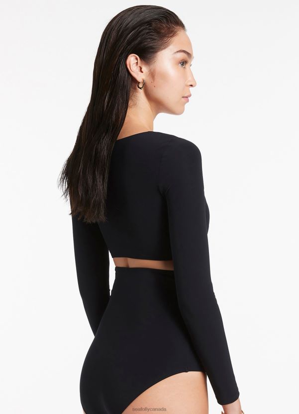 Seafolly Women Jetset Twist Front Top ZZ6BL375 Swimwear Black