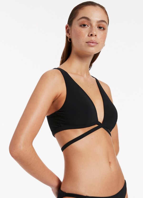 Seafolly Women Jetset Wrap Tie Plunge Top ZZ6BL312 Swimwear Black