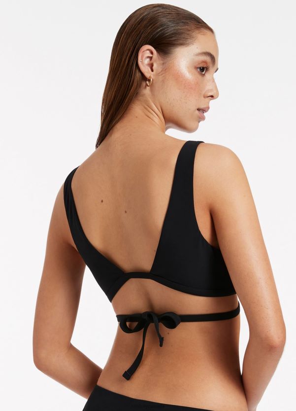 Seafolly Women Jetset Wrap Tie Plunge Top ZZ6BL312 Swimwear Black