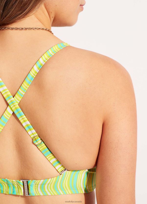 Seafolly Women Mod Squad Dd Scoop Neck Halter ZZ6BL489 Swimwear Lime Burst