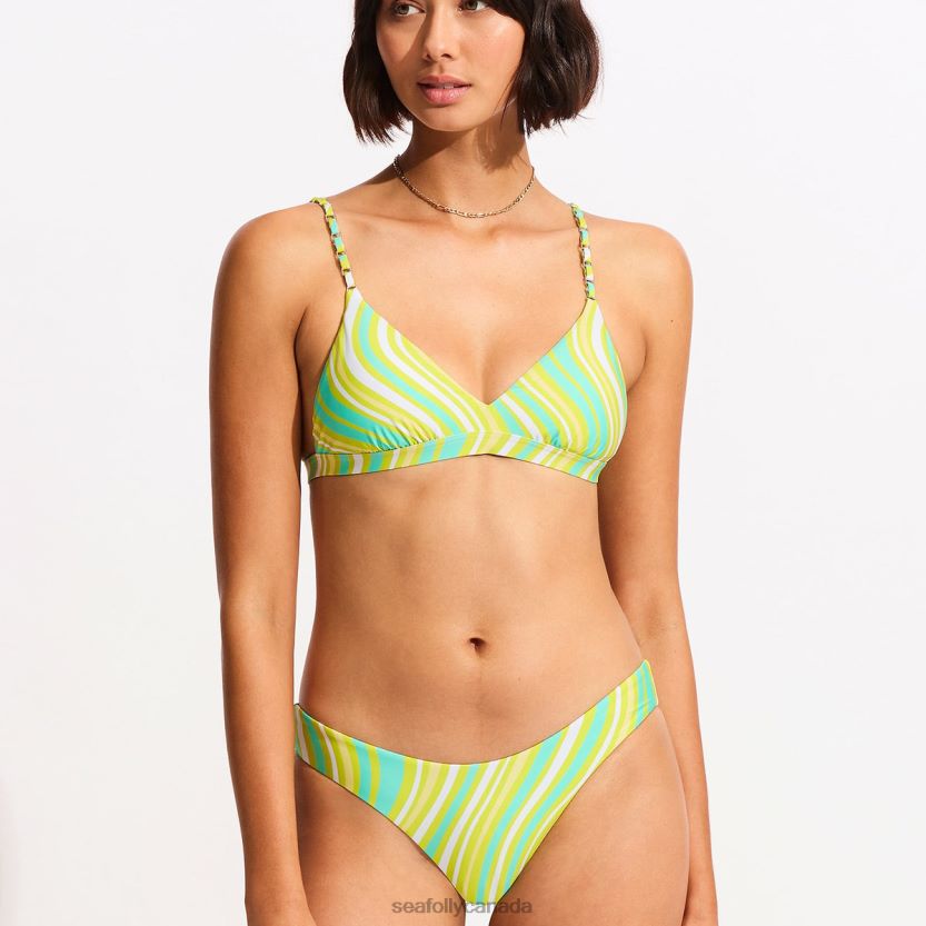 Seafolly Women Mod Squad High Cut Rio ZZ6BL488 Swimwear Lime Burst