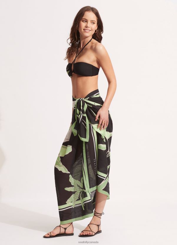 Seafolly Women Palm Paradise Pareo ZZ6BL723 Swimwear Black