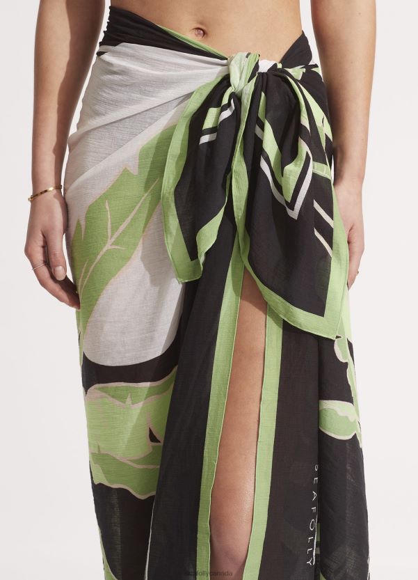 Seafolly Women Palm Paradise Pareo ZZ6BL723 Swimwear Black