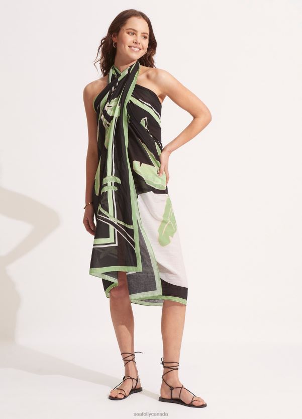 Seafolly Women Palm Paradise Pareo ZZ6BL723 Swimwear Black