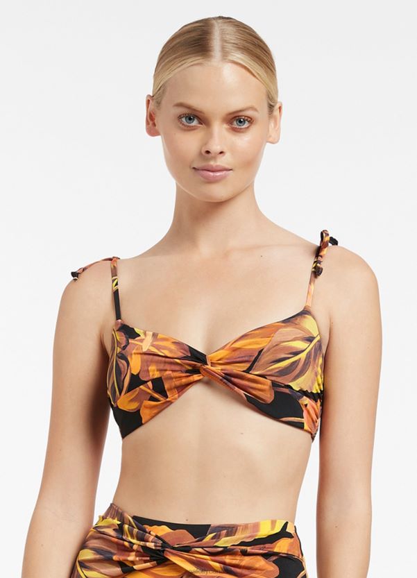 Seafolly Women Palmas Twist Front Top ZZ6BL602 Swimwear Black