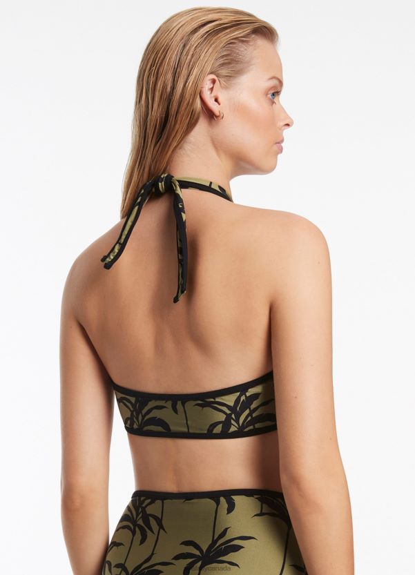 Seafolly Women Palme Halter Tie Top ZZ6BL434 Swimwear Olive